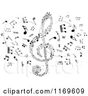 Poster, Art Print Of Black And White Clef And Music Notes