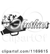 Clipart Of A Black And White Huskies Cheerleader Design Royalty Free Vector Illustration