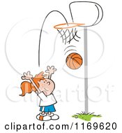 Poster, Art Print Of Little Girl Tossing A Basketball Through A Hoop