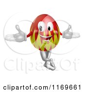 Poster, Art Print Of Welcoming Red And Yellow Easter Egg Mascot