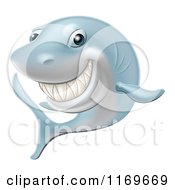 Poster, Art Print Of Happy Blue Shark Grinning