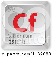 Poster, Art Print Of 3d Red And Silver Californium Chemical Element Keyboard Button