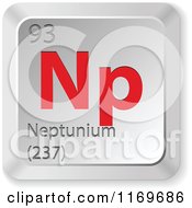 Clipart Of A 3d Red And Silver Neptunium Chemical Element Keyboard Button Royalty Free Vector Illustration