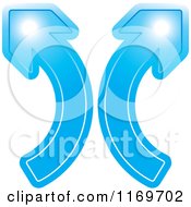 Clipart Of A Two Blue Arrows Curving In Different Directions Royalty Free Vector Illustration