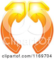 Clipart Of A Two Blue Arrows Meeting Together Royalty Free Vector Illustration