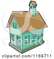 Clipart Of A Green House Or Church Royalty Free Vector Illustration by Lal Perera