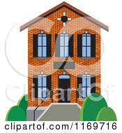 Poster, Art Print Of Brick Two Story House Or Building