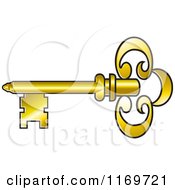 Clipart Of A Golden Skeleton Key Royalty Free Vector Illustration