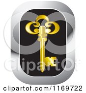 Poster, Art Print Of Black And Chrome Icon With A Gold Skeleton Key