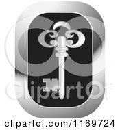 Clipart Of A Black And Chrome Icon With A Silver Skeleton Key Royalty Free Vector Illustration by Lal Perera