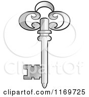 Clipart Of A Silver Skeleton Key Royalty Free Vector Illustration by Lal Perera
