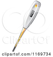 Clipart Of A White And Orange Electronic Thermometer Royalty Free Vector Illustration