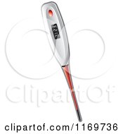 Clipart Of A White And Red Electronic Thermometer Royalty Free Vector Illustration
