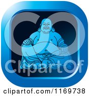 Poster, Art Print Of Blue Square Laughing Buddha Icon