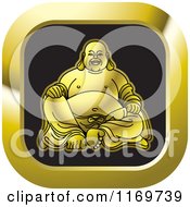 Poster, Art Print Of Gold Square Laughing Buddha Icon
