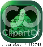 Green Square Laughing Buddha Icon