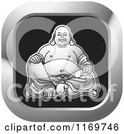 Poster, Art Print Of Silver And Black Square Laughing Buddha Icon