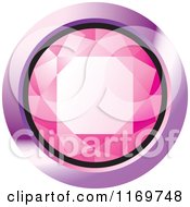 Clipart Of A Round Pink Diamond Or Gemstone With A Purple Frame Royalty Free Vector Illustration