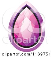 Clipart Of A Droplet Pink Diamond Or Gemstone With A Purple Frame Royalty Free Vector Illustration