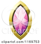Clipart Of A Pink Diamond Or Gemstone With A Gold Frame Royalty Free Vector Illustration