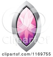 Clipart Of A Pink Diamond Or Gemstone With A Silver Frame Royalty Free Vector Illustration