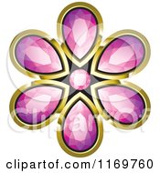 Clipart Of A Flower Of Pink Diamonds Outlined In Gold Royalty Free Vector Illustration