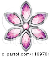 Clipart Of A Flower Of Pink Diamonds Outlined In Silver Royalty Free Vector Illustration