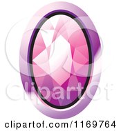 Clipart Of An Oval Pink Diamond Or Gemstone With A Purple Frame Royalty Free Vector Illustration