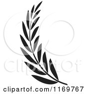 Clipart Of A Black And White Olive Branch Royalty Free Vector Illustration