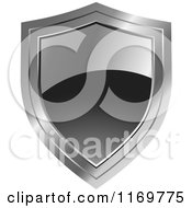 Clipart Of A Black And Chrome Shield Royalty Free Vector Illustration