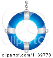 Poster, Art Print Of Blue And White Life Buoy With A Chain