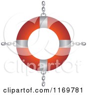 Clipart Of A Red And White Life Buoy With Chains Royalty Free Vector Illustration
