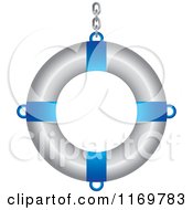 Poster, Art Print Of Blue And White Life Buoy With A Chain 2