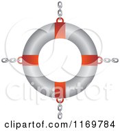 Clipart Of A Red And White Life Buoy With Chains 2 Royalty Free Vector Illustration