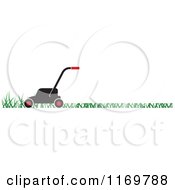 Poster, Art Print Of Black And Red Push Lawn Mower On Grass