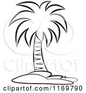 Clipart Of A Black And White Palm Tree Royalty Free Vector Illustration