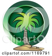 Poster, Art Print Of Palm Tree Over A Green Circle