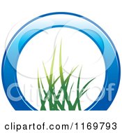 Clipart Of A Partial Blue Ring With Grass In The Center Royalty Free Vector Illustration by Lal Perera