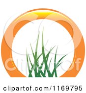 Clipart Of A Partial Orange Ring With Grass In The Center Royalty Free Vector Illustration