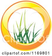 Clipart Of An Orange Ring With Grass In The Center Royalty Free Vector Illustration
