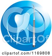 Clipart Of A Blue Tooth And Dental Tool Icon 2 Royalty Free Vector Illustration