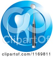 Clipart Of A Blue Tooth And Dental Mirror Tool Icon Royalty Free Vector Illustration