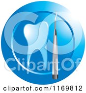 Clipart Of A Blue Tooth And Dental Tool Icon 5 Royalty Free Vector Illustration