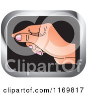 Clipart Of A Womans Hand On A Rectangle Icon Royalty Free Vector Illustration