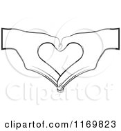 Clipart Of A Pair Of Black And White Hands Forming A Heart Royalty Free Vector Illustration
