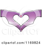 Clipart Of A Pair Of Purple Hands Forming A Heart Royalty Free Vector Illustration