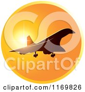 Poster, Art Print Of Silhouetted Concord Airplane And Sunset Icon