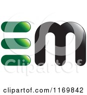 Clipart Of A Green And Black Em Logo Royalty Free Vector Illustration