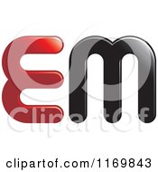 Clipart Of A Red And Black Em Logo Royalty Free Vector Illustration
