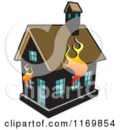 Clipart Of A Black House On Fire Royalty Free Vector Illustration